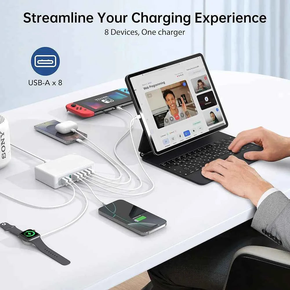 USB Charger Block 100w | 8 Port USB | Fast charge