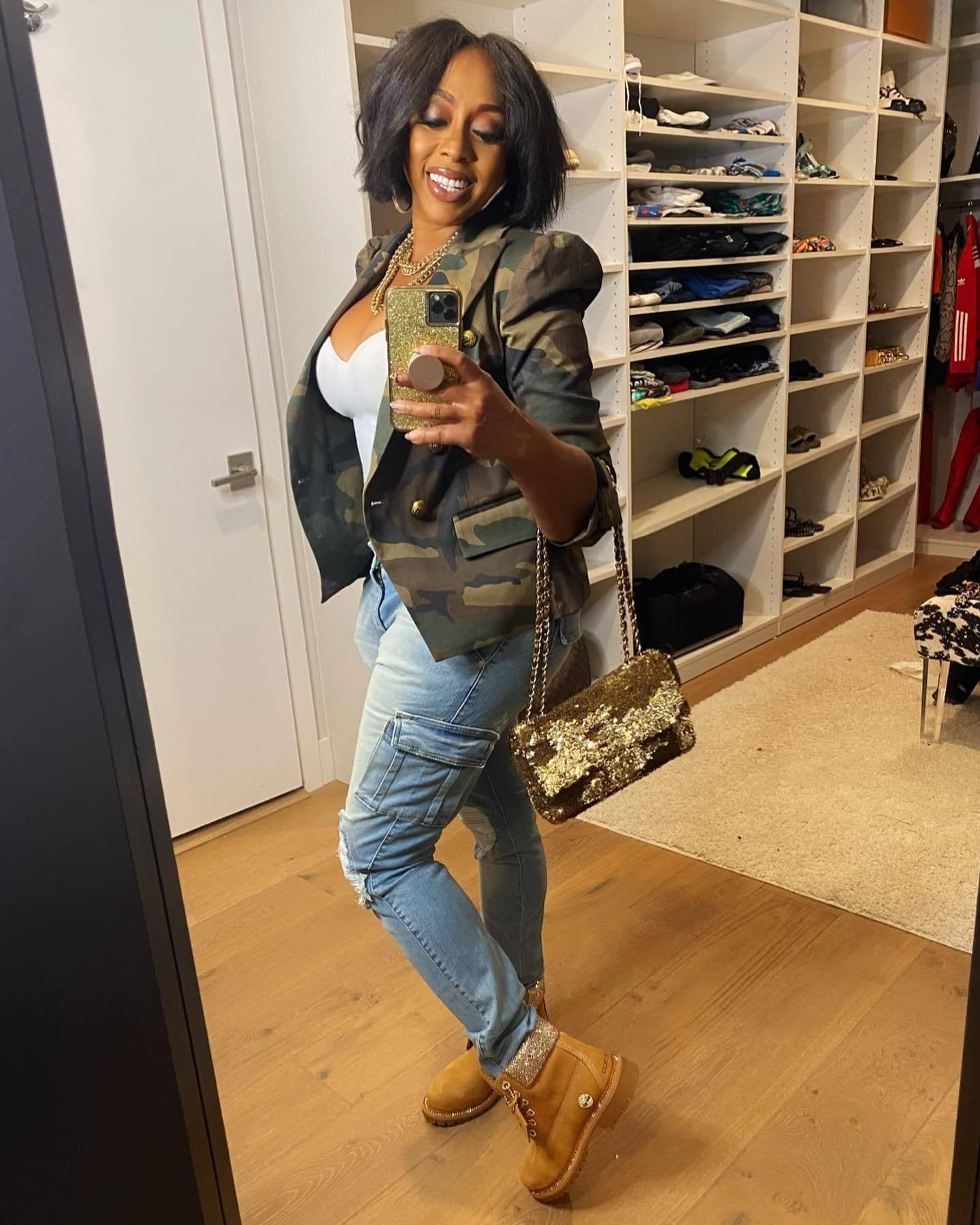Elegant Women's Camo Print Jacket - Chic Double-Breasted