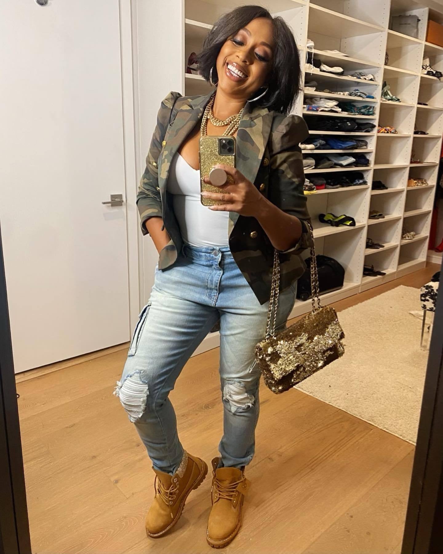 Elegant Women's Camo Print Jacket - Chic Double-Breasted