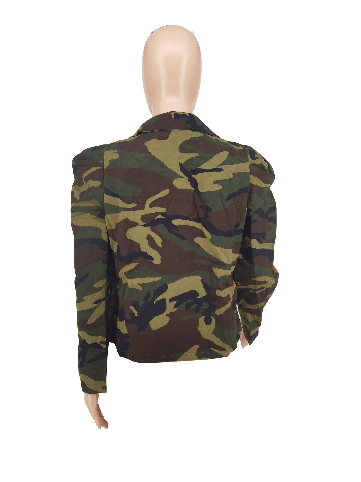 Elegant Women's Camo Print Jacket - Chic Double-Breasted