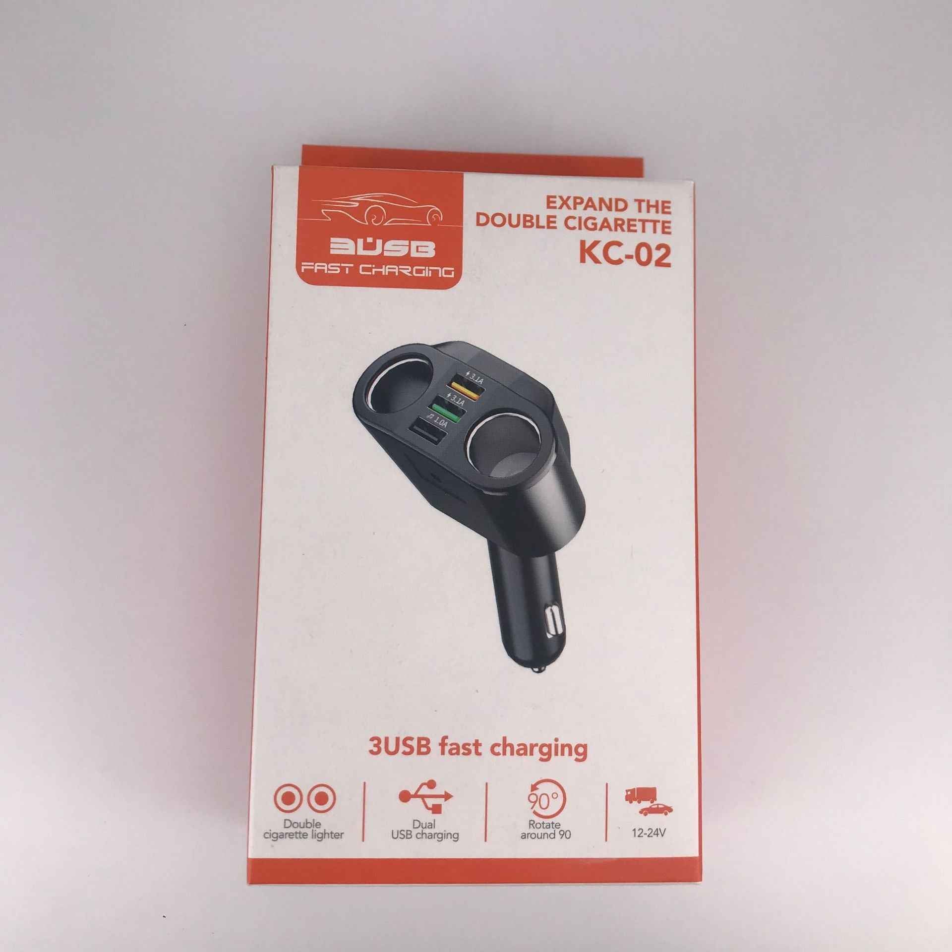 KC-01 car charger with one to two USB ports intelligent digital display QC3.0 fast charging multifunctional car cigarette lighter