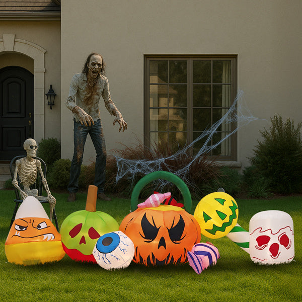Halloween Inflatable Yard Decoration – Pumpkin & Ghost with LED Lights
