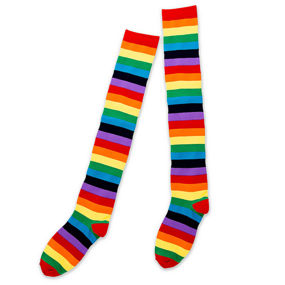 Women's Fashion Rainbow Striped Over Knee Socks