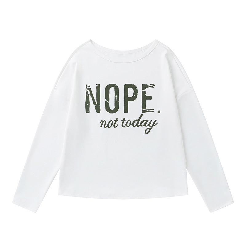 Women's Off-Shoulder Long Sleeve Top & Pants Set - 'NOPE Not Today'