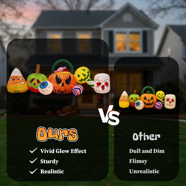 Halloween Inflatable Yard Decoration – Pumpkin & Ghost with LED Lights